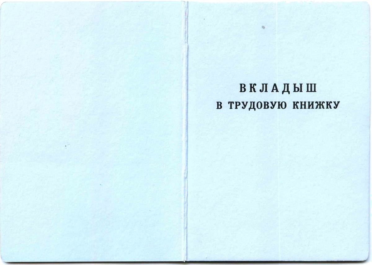 Вкладыш в трудовую книжку